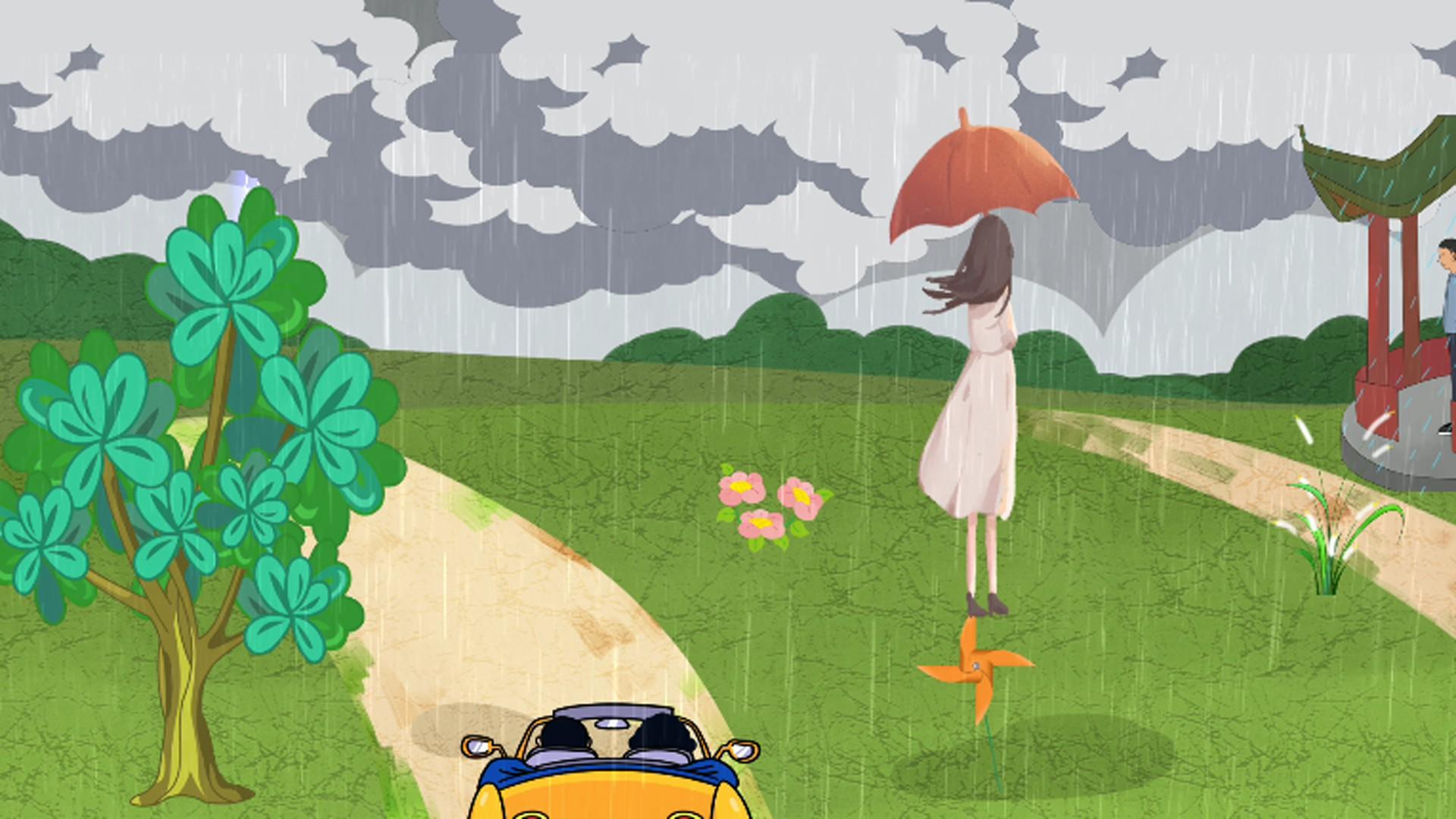 卡通雨天情景视频的预览图