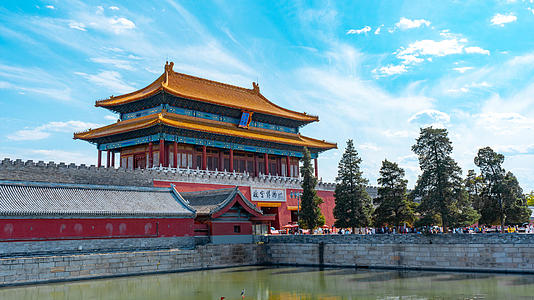 8K震撼延时北京故宫神武门蓝天白云视频的预览图