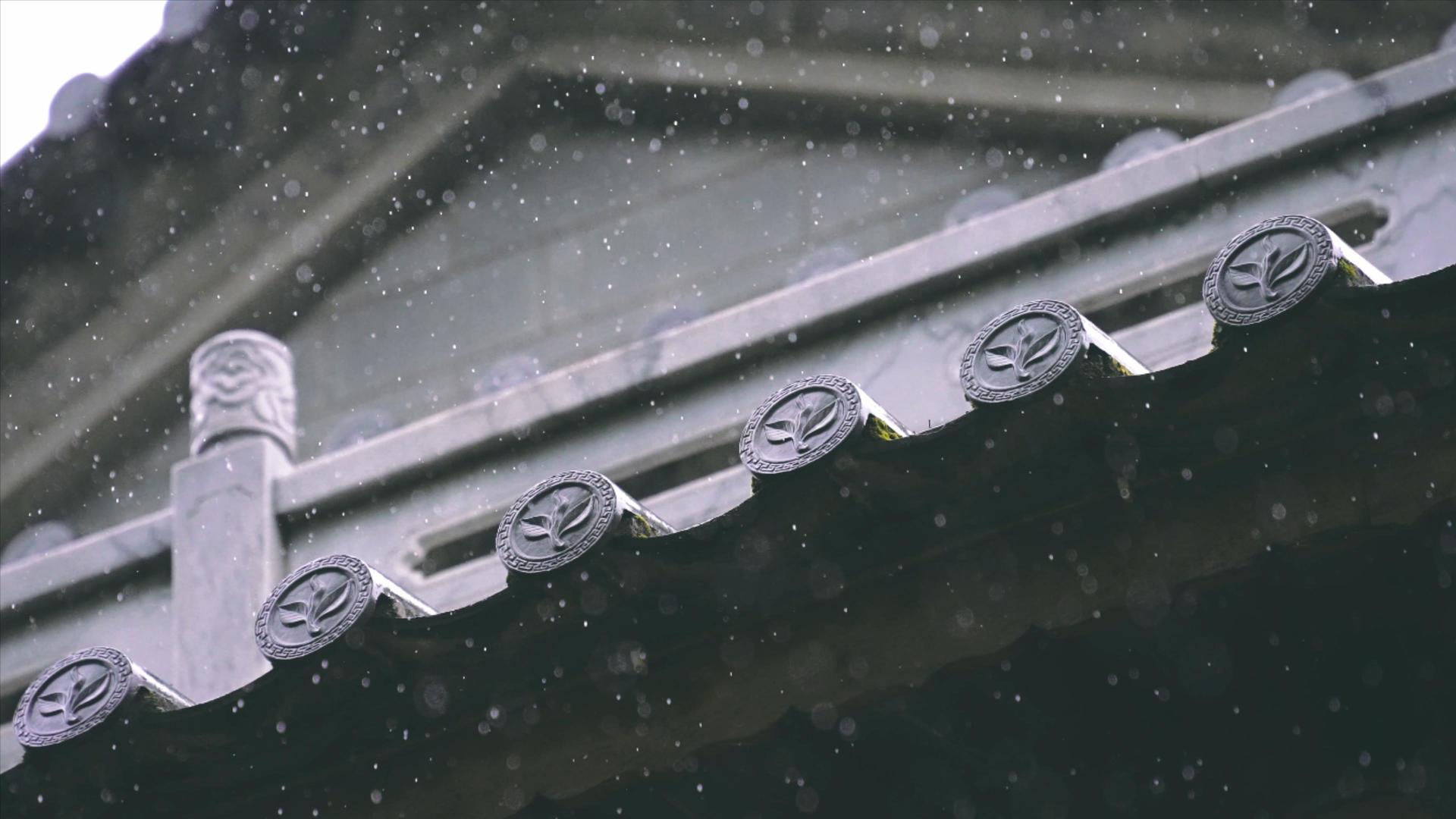 4K升格雨天的古建筑视频的预览图
