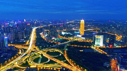 郑州CBD城市风光航拍夜景视频的预览图
