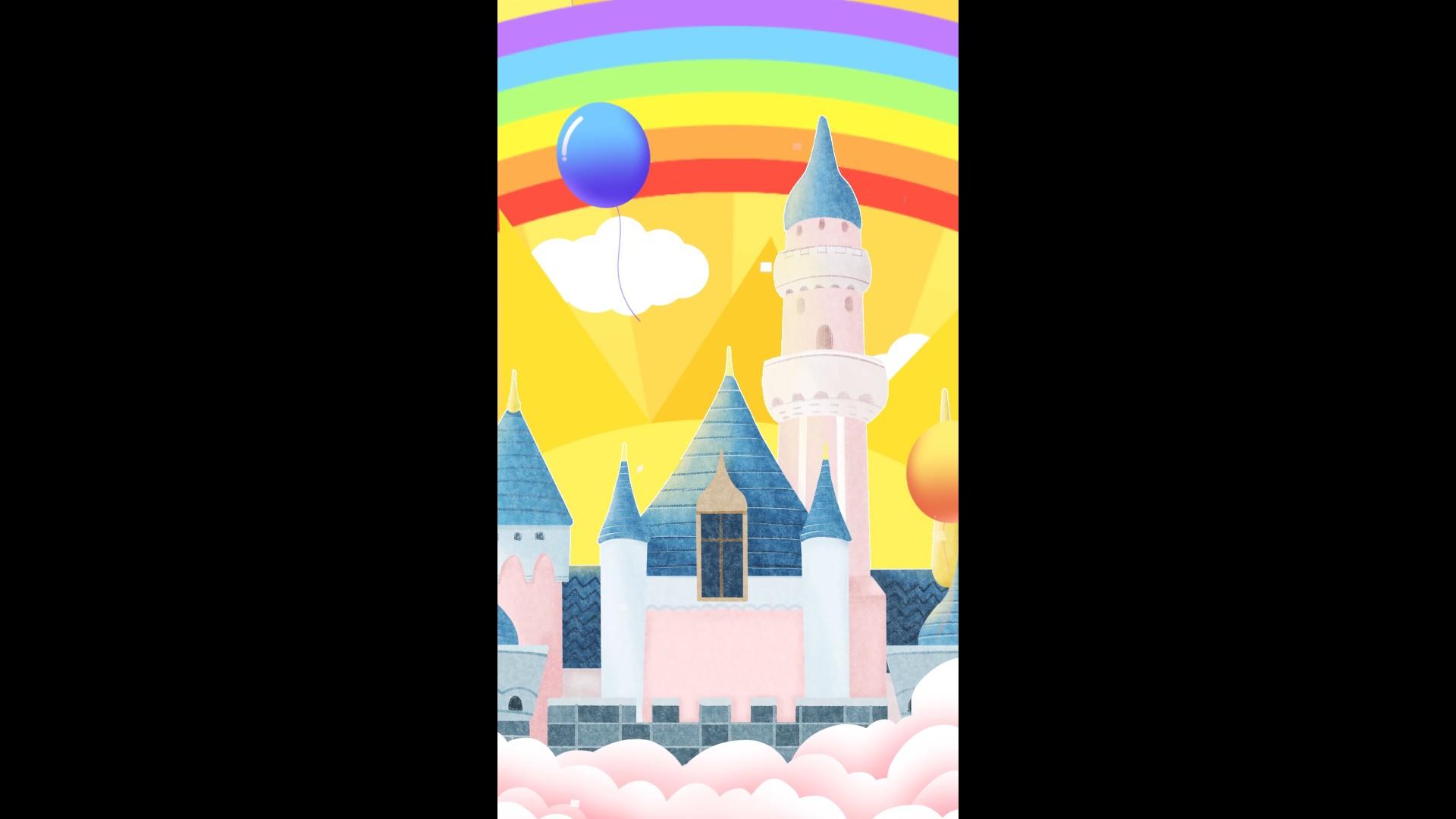 卡通城堡彩虹相册背景视频的预览图