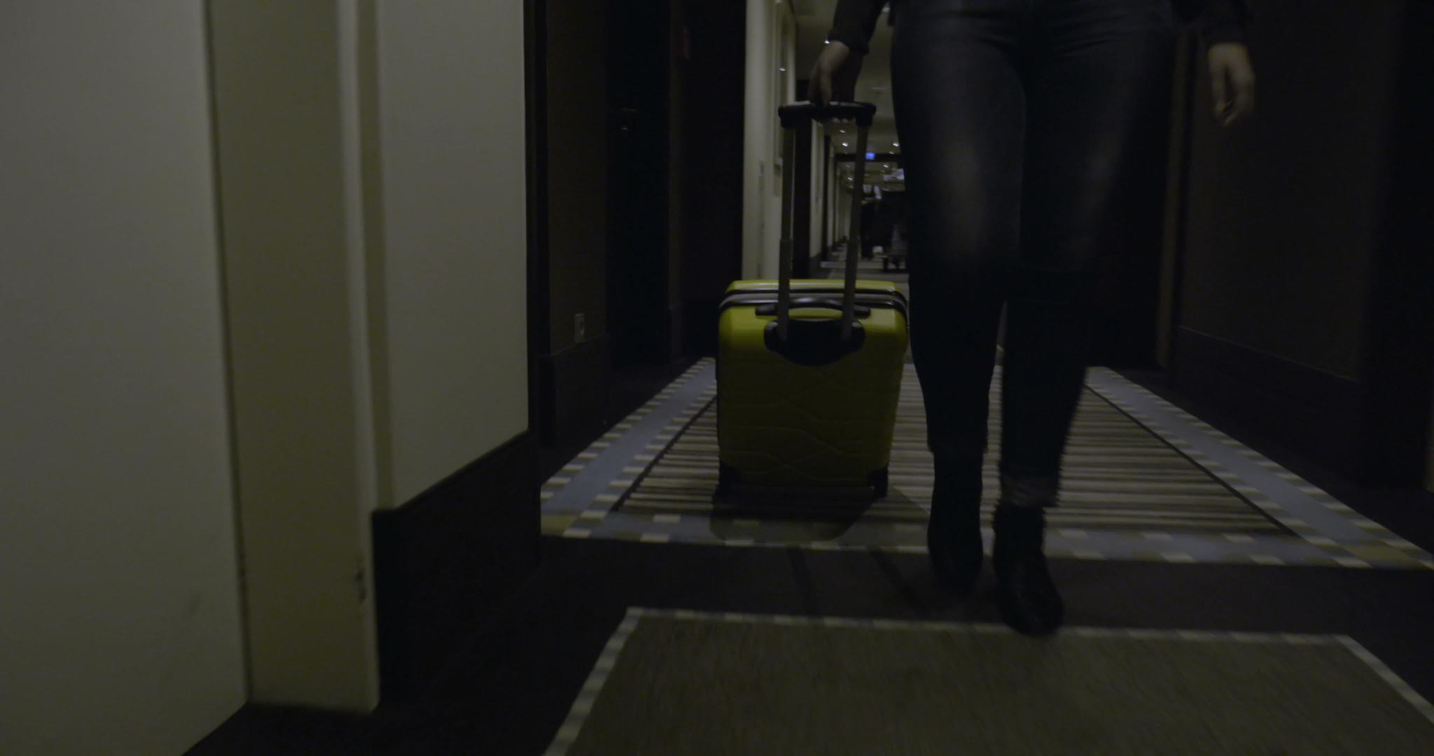 旅游女游客带着手提箱到达酒店视频的预览图