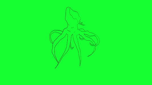 在绿屏上手工绘制怪物章鱼动画视频的预览图