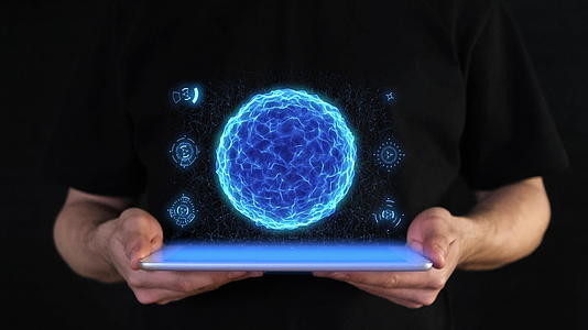 具有节点和线性连接的全球世界概念的球形旋转未来派和技术视频的预览图
