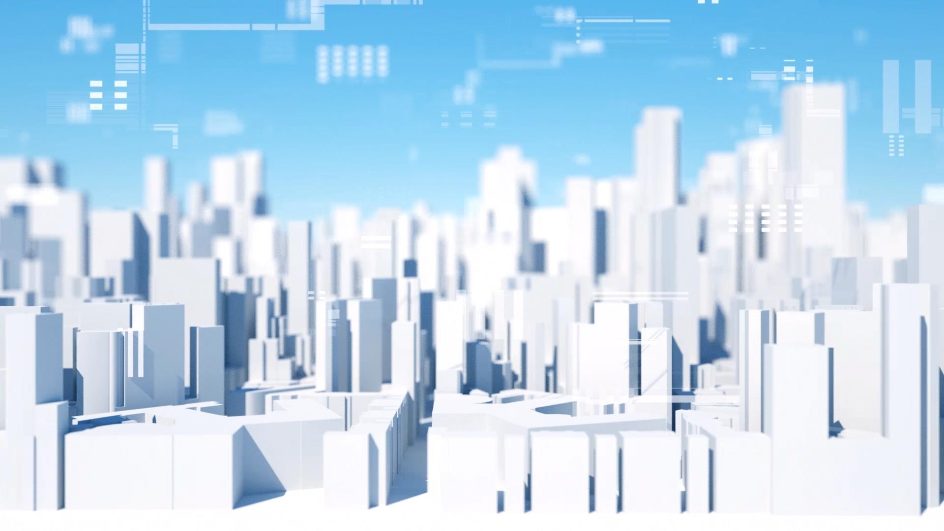 白色三维虚拟城市移动穿梭循环动画视频的预览图