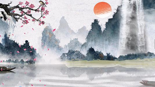 水墨中国风山水美景图视频的预览图