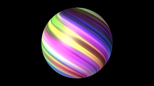 抽象元素与彩虹球在黑色背景视频的预览图