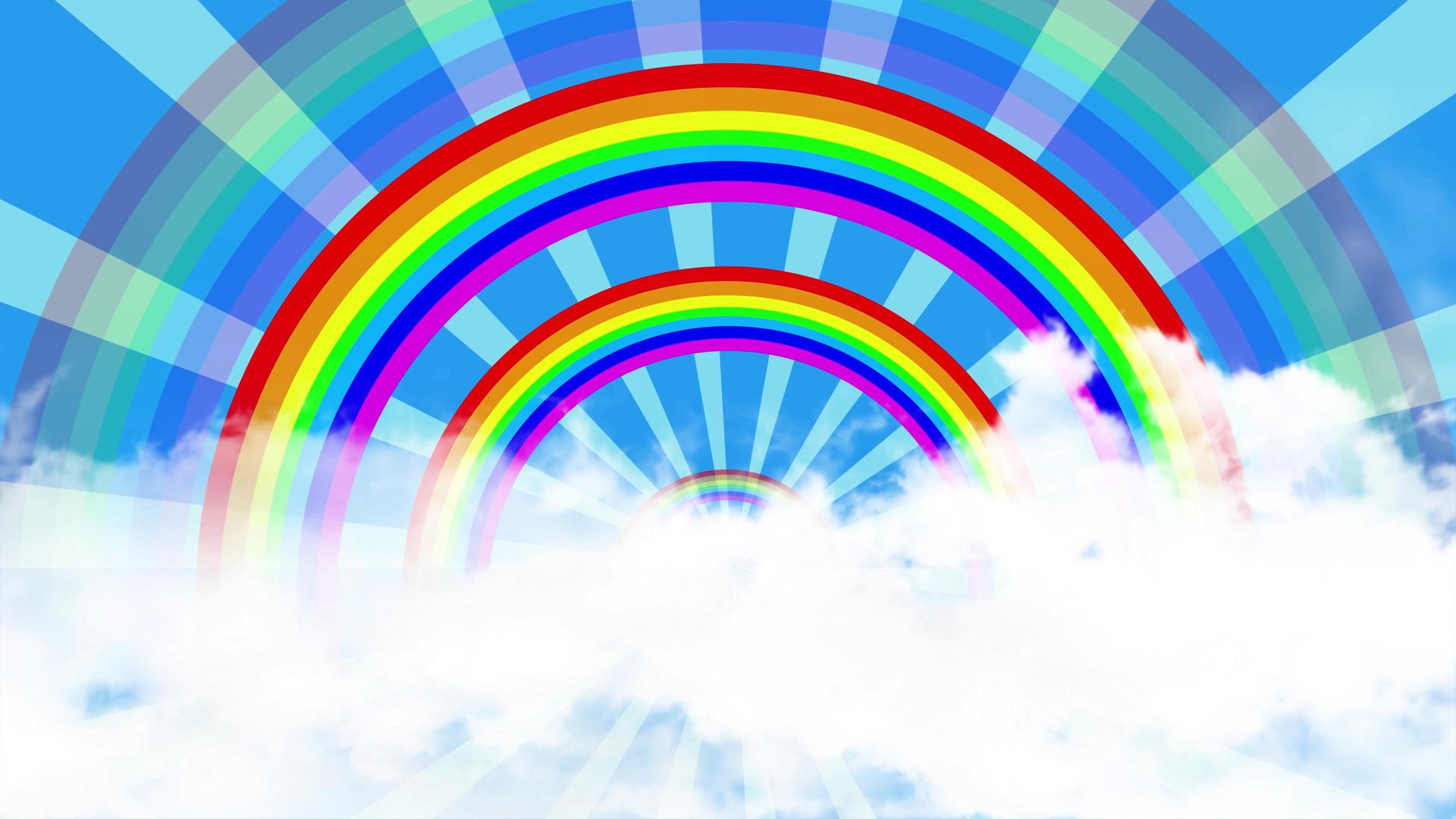 4K卡通彩虹气球天空背景视频的预览图