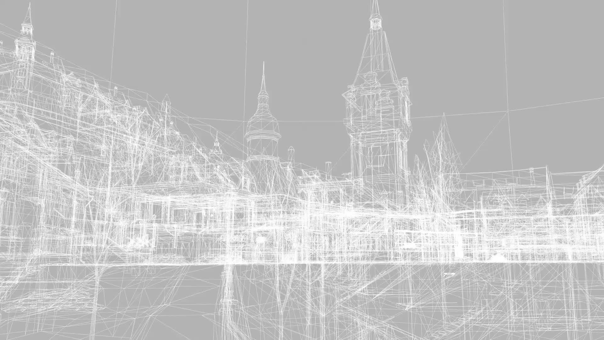 旧城电线框架模型动画3D翻接视频的预览图