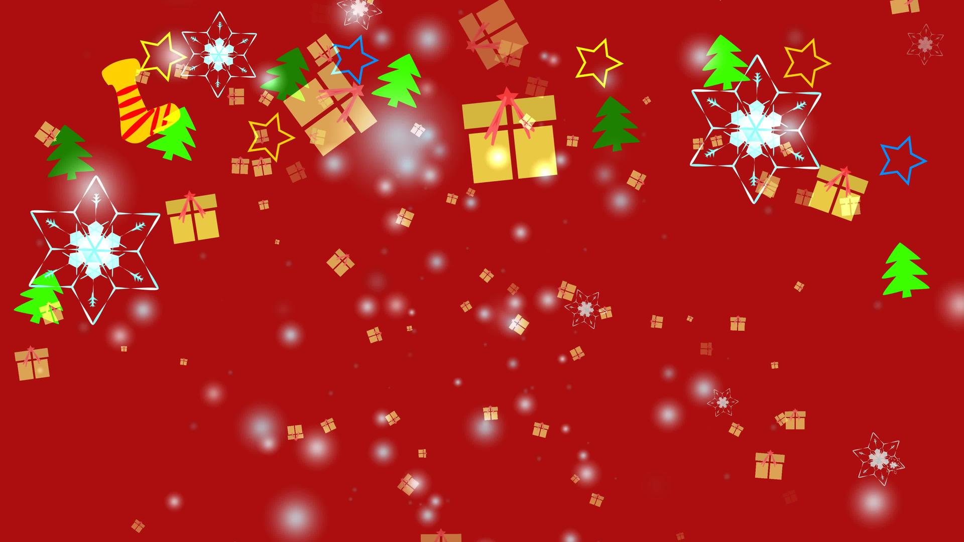 金色礼盒雪花和礼盒圣诞节折扣视频广告背景视频的预览图