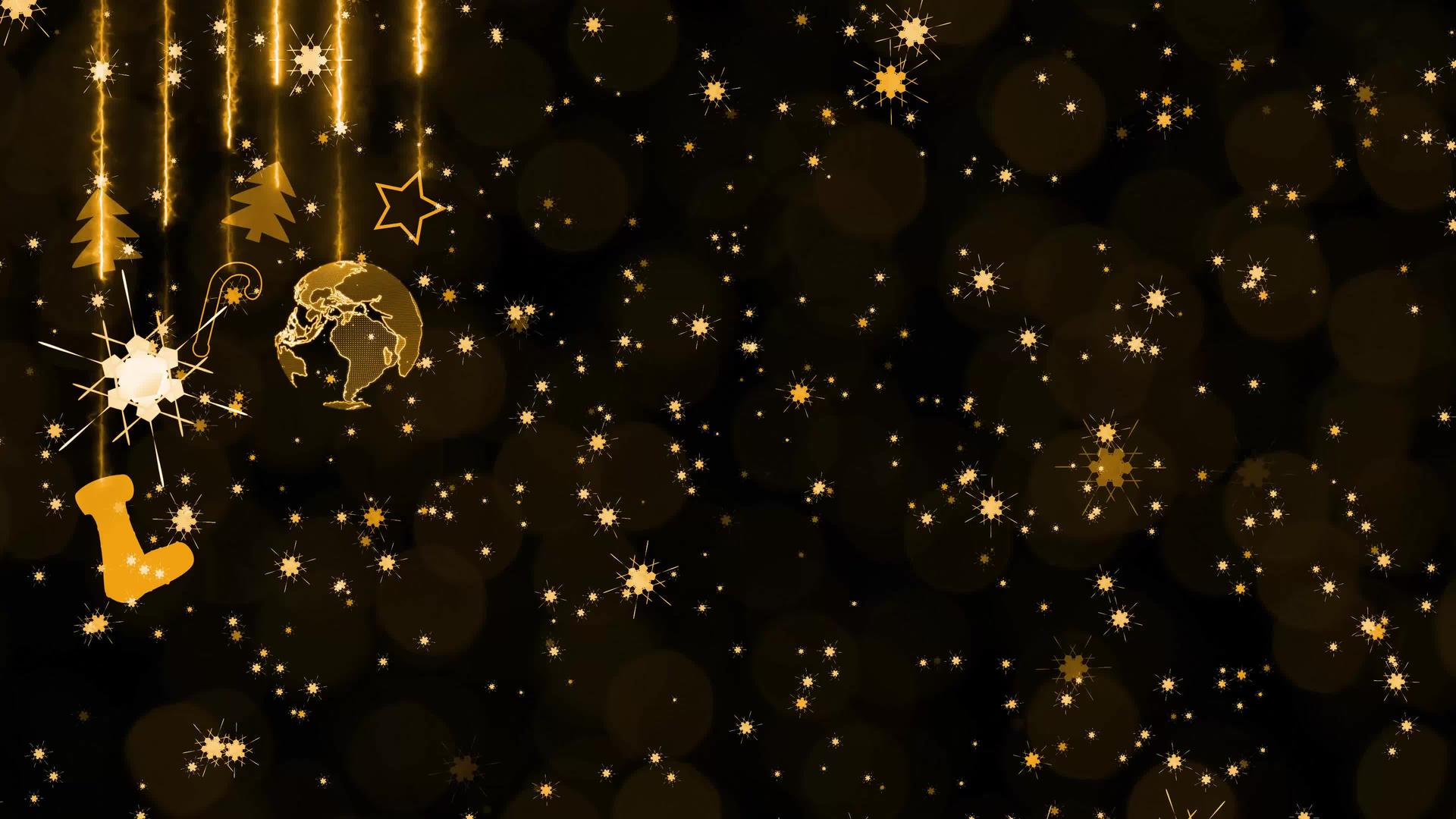 圣诞主题包括数字世界袜子、星树、甜棍和雪花颗粒、豪华金色金色视频的预览图