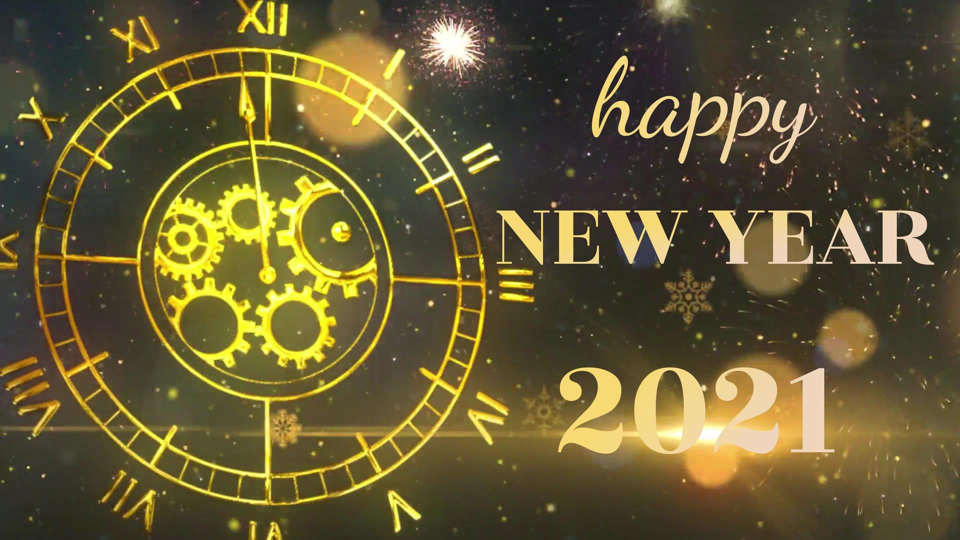 2021年新年快乐多彩的动画数字彩色霓虹灯形式视频的预览图