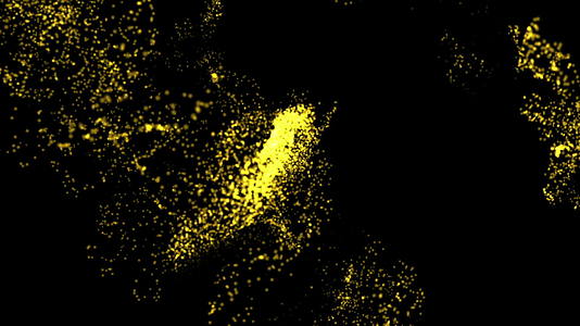 黑色背景和形态粒子的黄线平滑波动画视频的预览图