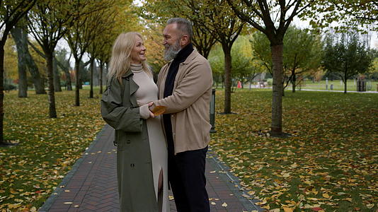 秋天公园里美丽的情侣视频的预览图