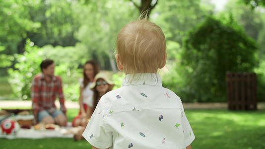 婴儿和父母在公园野餐视频的预览图