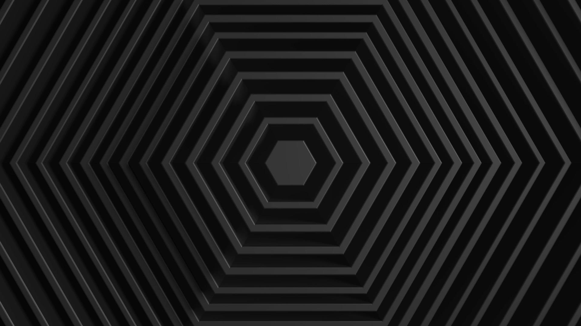 黑色极简主义具有六边形抽象图案的位移效果视频的预览图