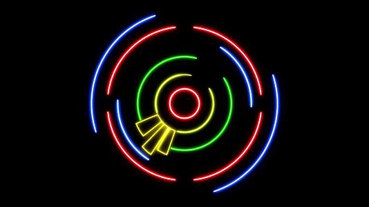 不同颜色的环和线在平衡器风格中旋转以相等的方式旋转视频的预览图