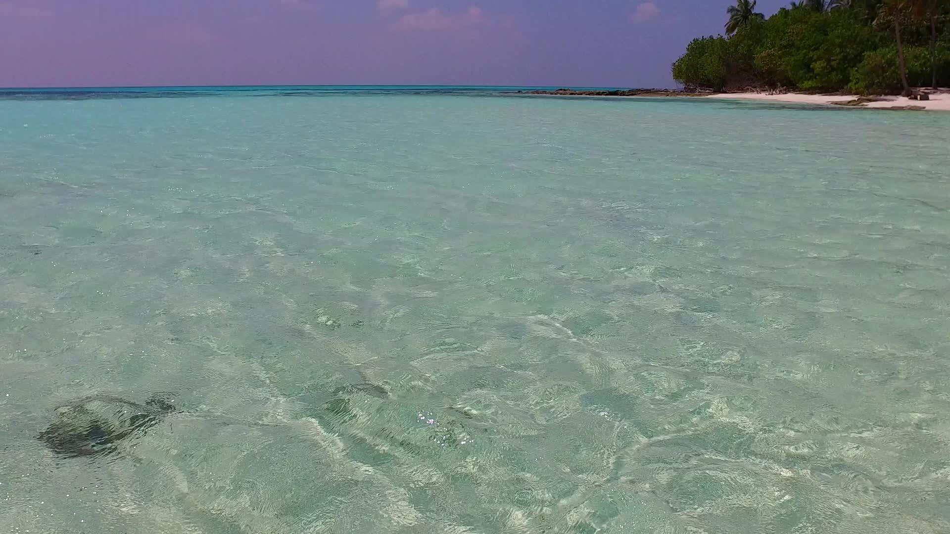 在干净的阳光下的沙滩背景下透明的透明的异国情调的海滩之旅视频的预览图
