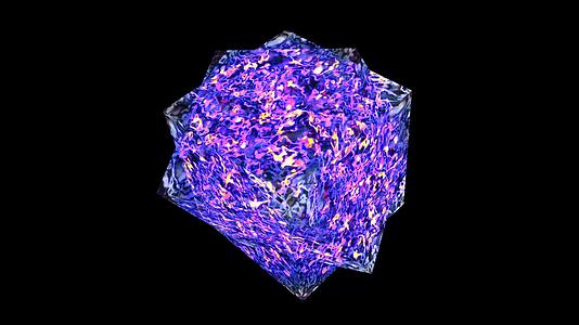 立方体神秘抽象辉光液体能量全功率紫色暗线表面视频的预览图