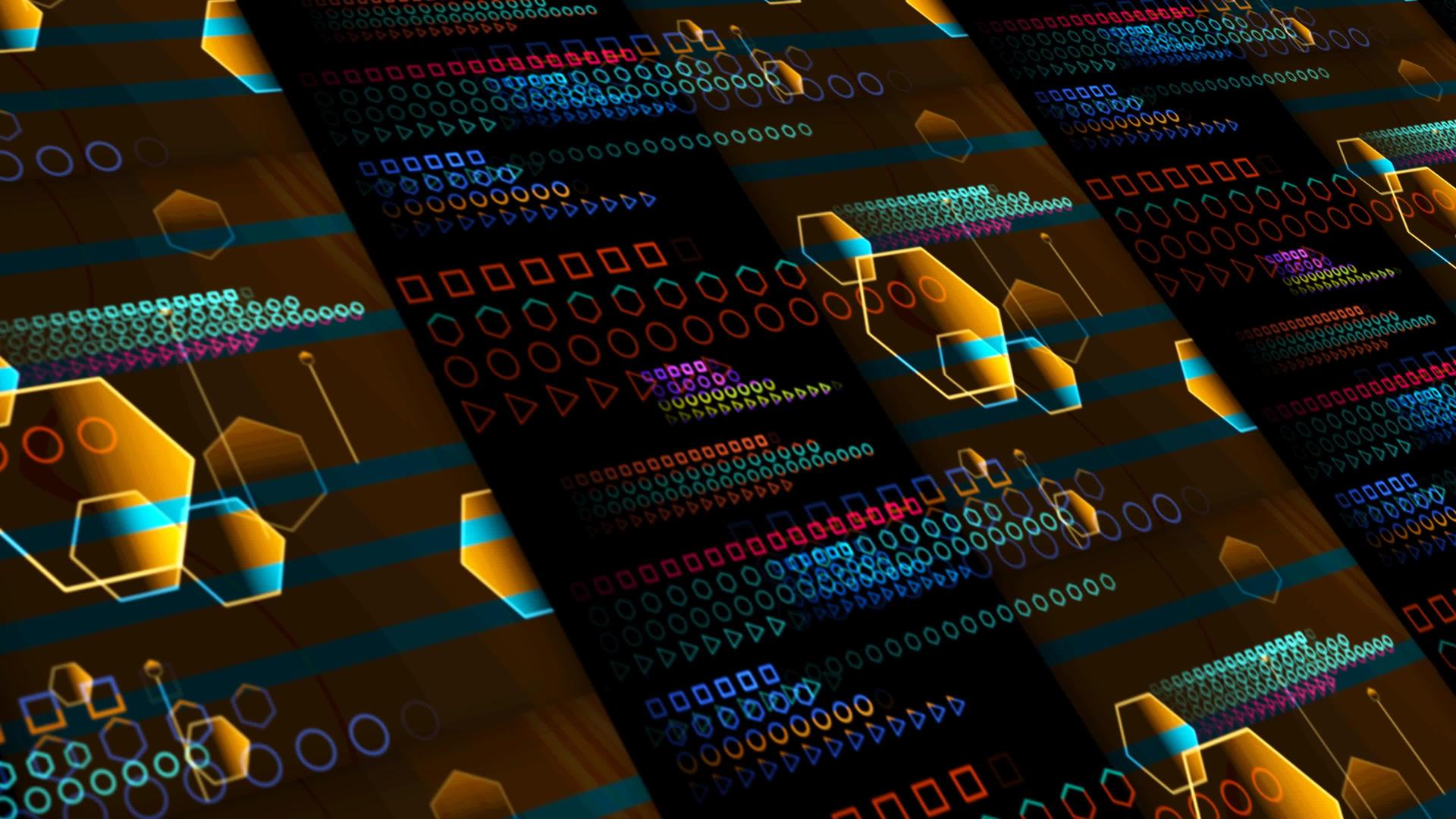 量子计算机未来技术的大数据和抽象橙色区域的多边形背景视频的预览图