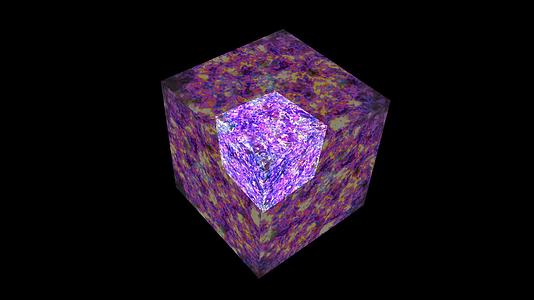 双立方体立方体神秘抽象辉光液体能量全功率紫暗线表面视频的预览图