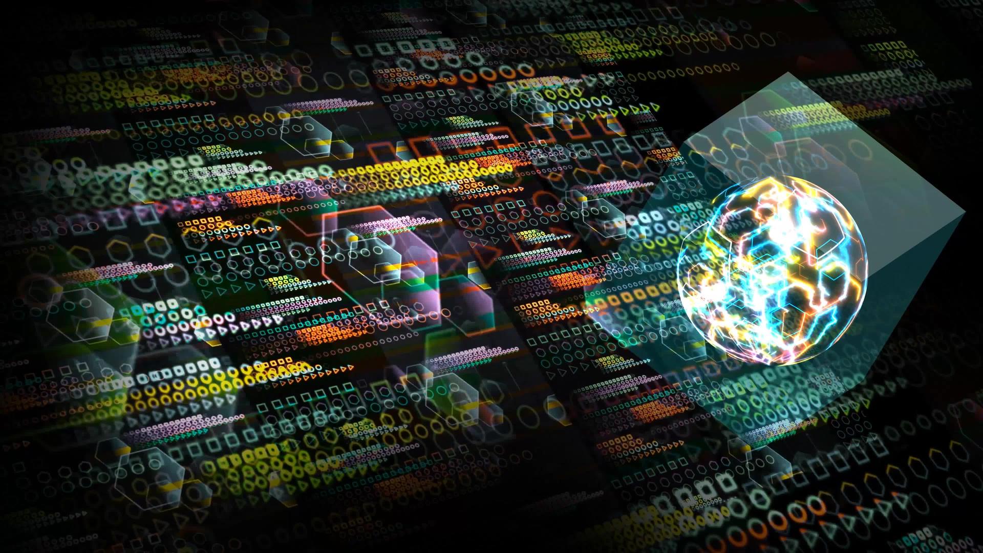 量子计算机数字层维全息过程中的多维数据集未来技术视频的预览图