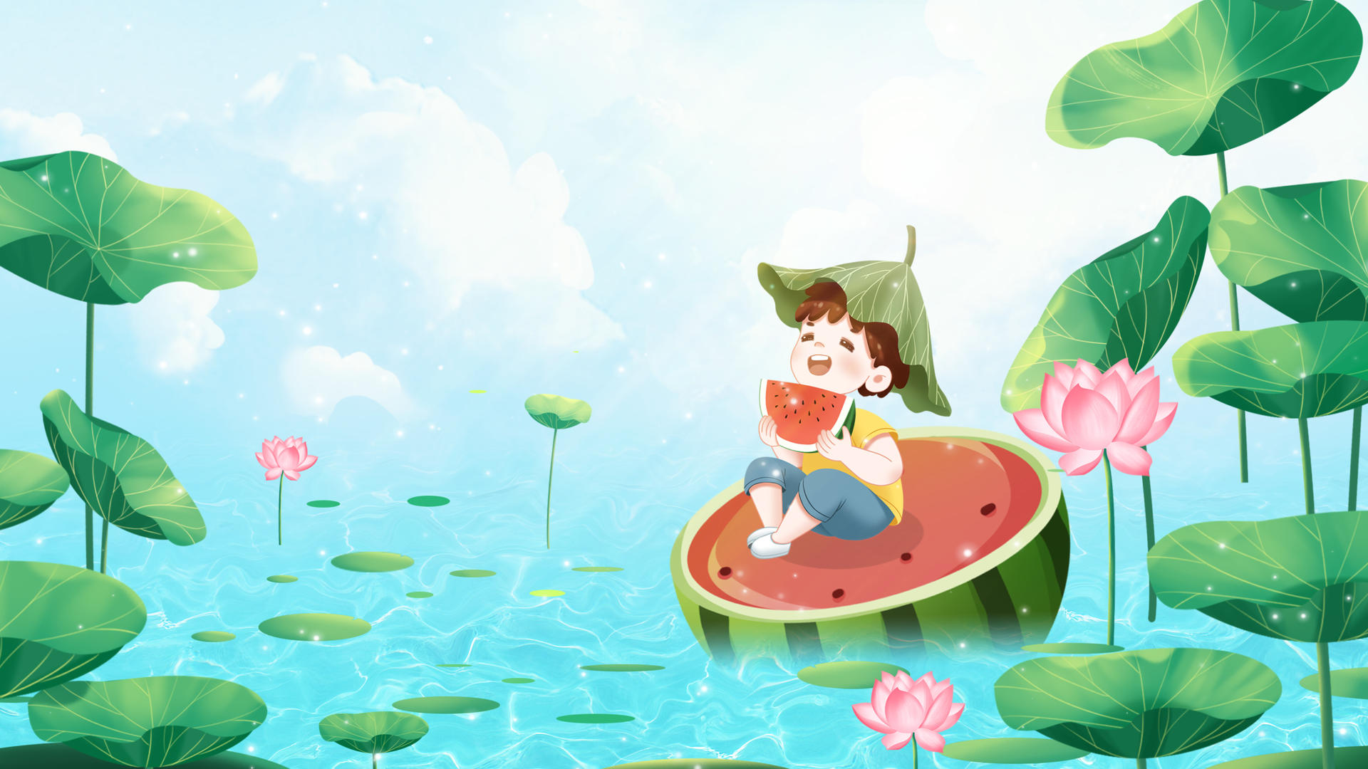 夏季唯美大暑4K24节气清新动态背景视频视频的预览图