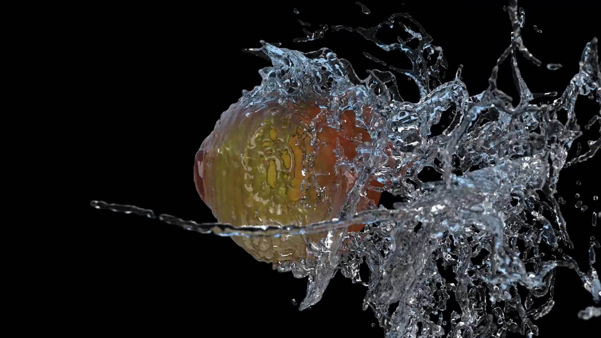 1号黑色背景fuji苹果水喷出超慢动视频的预览图