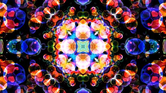 抽象艺术彩虹泡泡超级华幻想花卉图案纹理背景黑暗维度视频的预览图