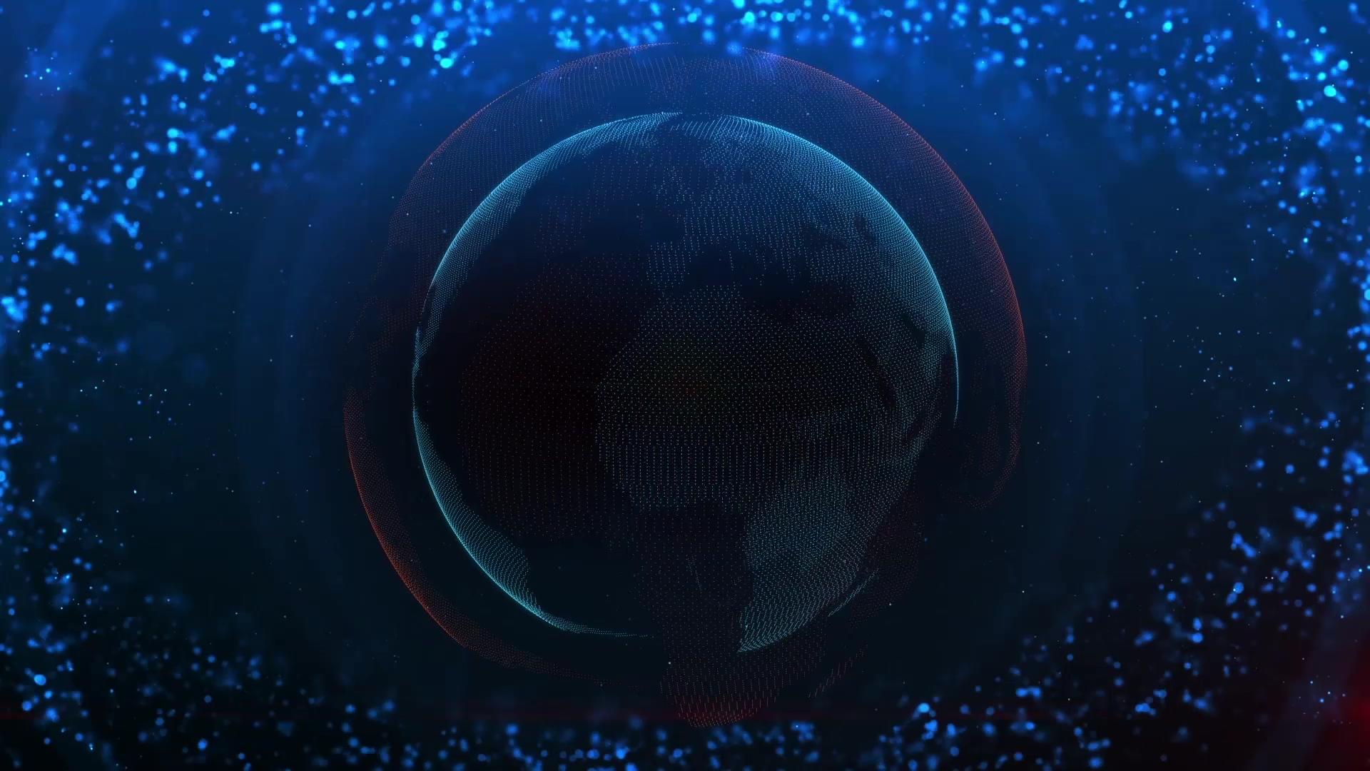 科技粒子地球背景视频的预览图