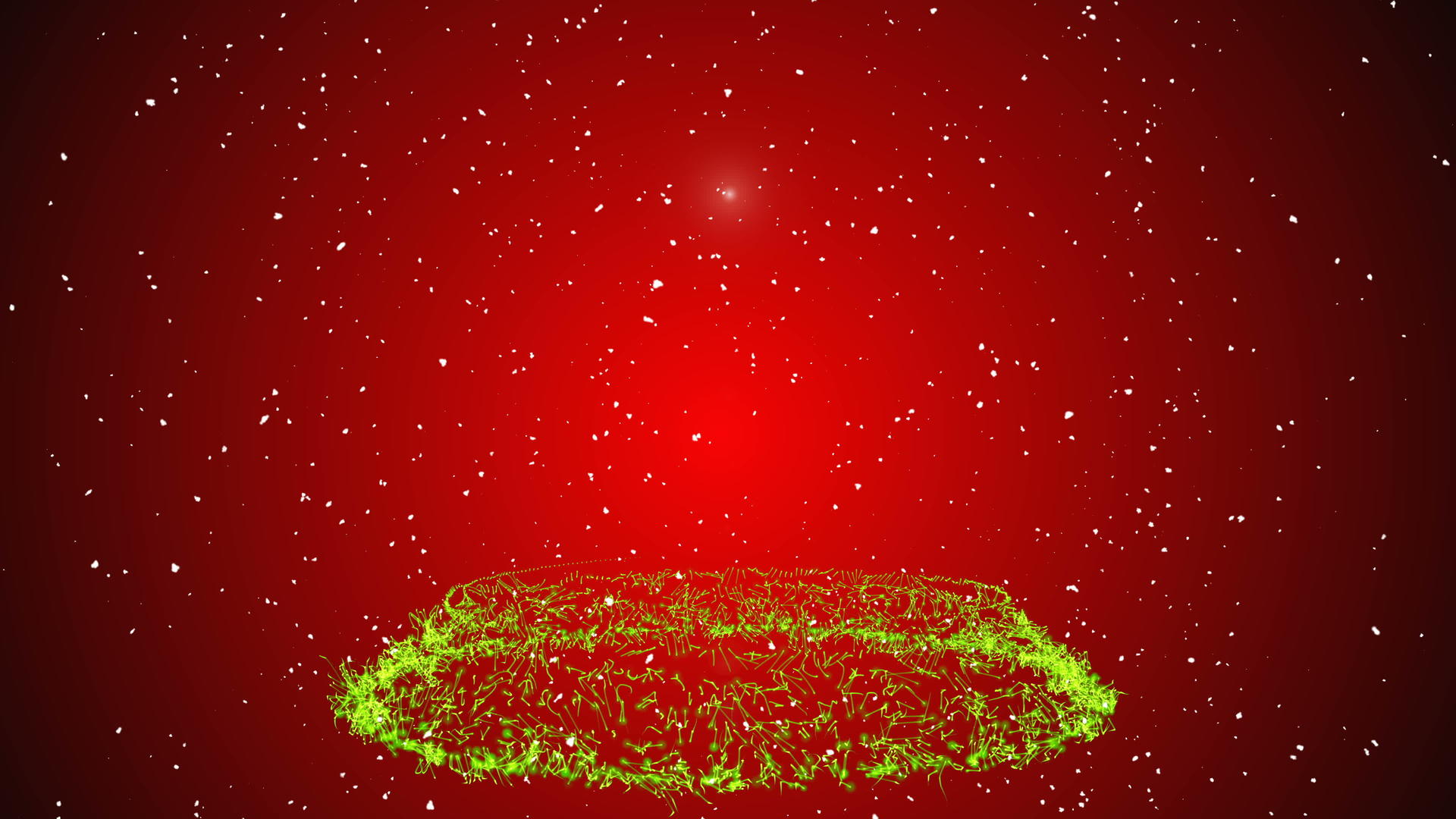 红色背景下的绿色动作圣诞树雪视频的预览图