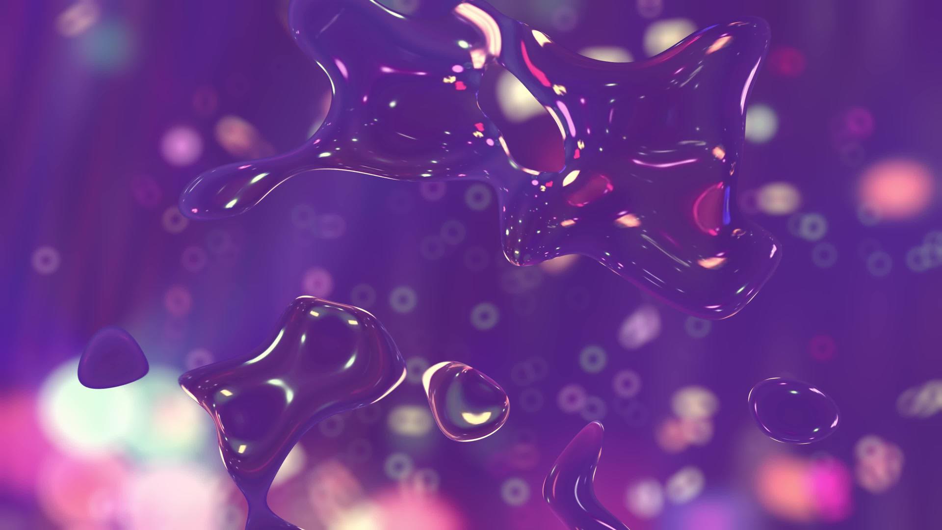 与带bokeh模糊的紫色背景相对于气泡运动视频的预览图