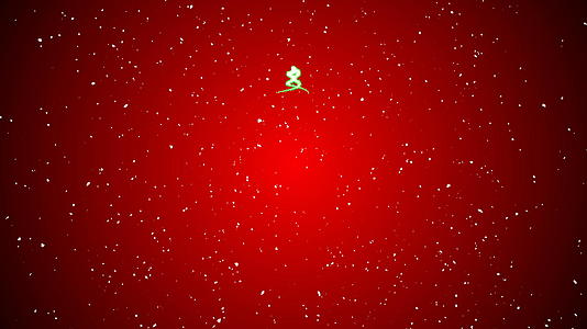 红色背景下的绿色抽象圣诞树和雪视频的预览图
