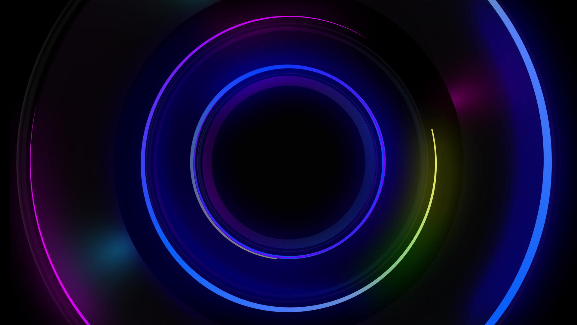 3D抽象无缝循环蓝色和紫色霓虹灯圈视频的预览图