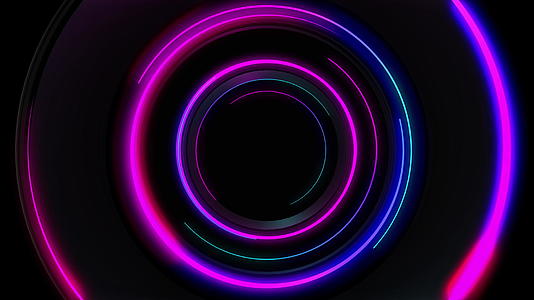 3D抽象无缝循环蓝色和紫色霓虹灯圈视频的预览图