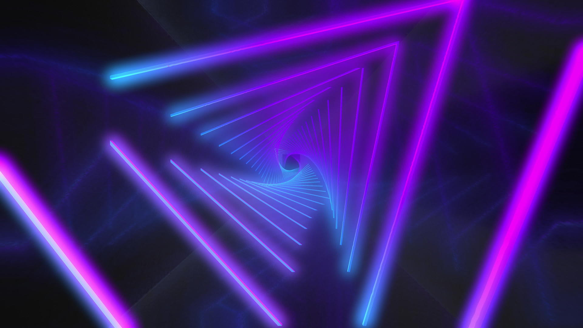抽象飞行三角形无缝环44在未来派走廊k背景荧光紫外线视频的预览图
