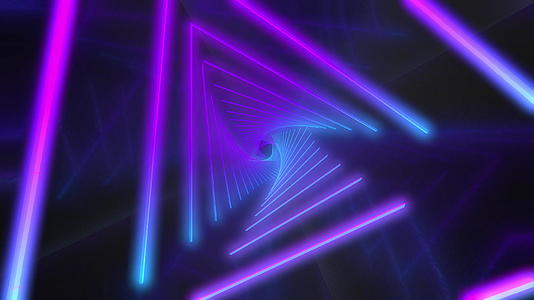 抽象飞行三角形无缝环44在未来派走廊k背景荧光紫外线视频的预览图