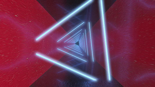 抽象飞行4带三角形的未来派走廊k背景的无缝视频的预览图