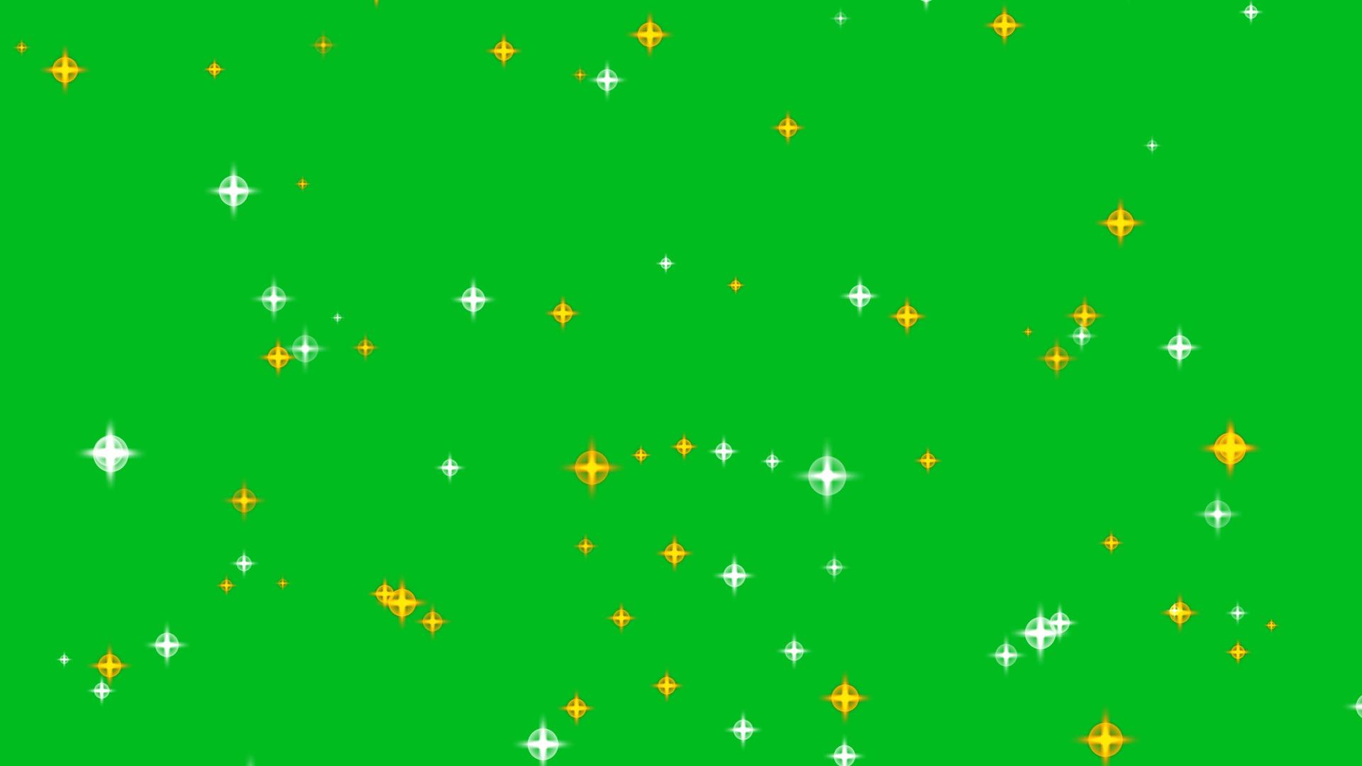 模糊的银和金星在绿色屏幕的背景上闪闪发光视频的预览图