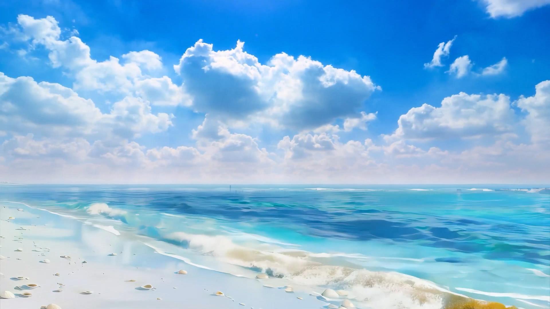 美丽清新的世界旅游日梦幻海滩风景视频视频的预览图