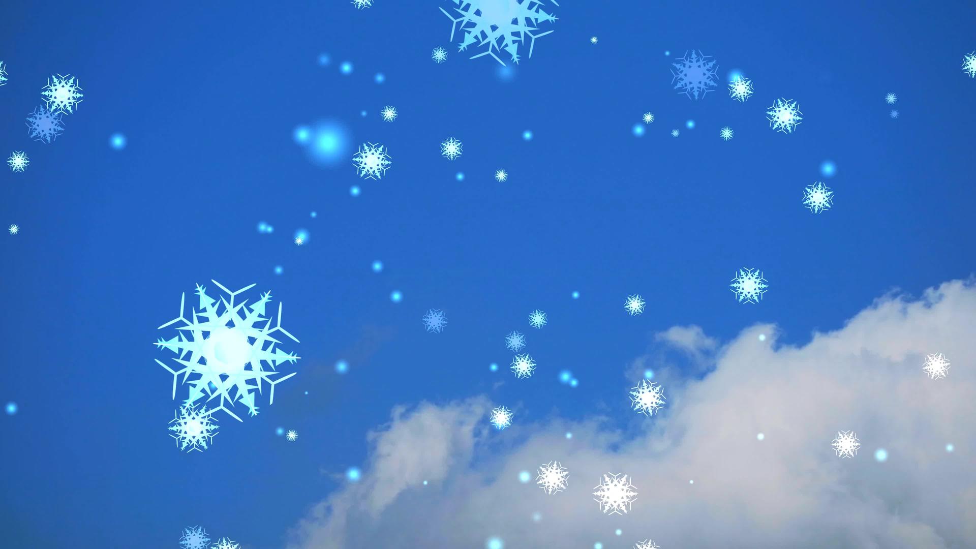 雪花六星枝条短刺冰尘颗粒元素圣诞平安夜晴天白云飞机视频的预览图