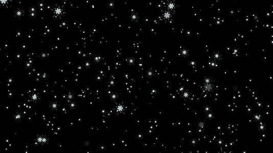 雪花圣诞节和平安夜背景下落在黑屏上的冰尘颗粒元素视频的预览图