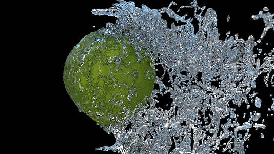 喷洒透明背景11超慢动绿色苹果水视频的预览图