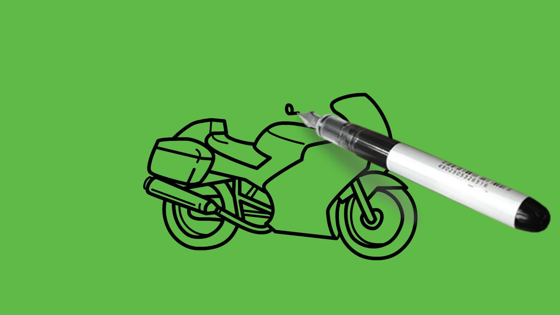 在抽象的绿色背景上画出一色和蓝色的好自行车视频的预览图