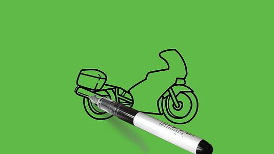 像样的自行车在抽象的绿色背景下绘制彩色组合B视频的预览图