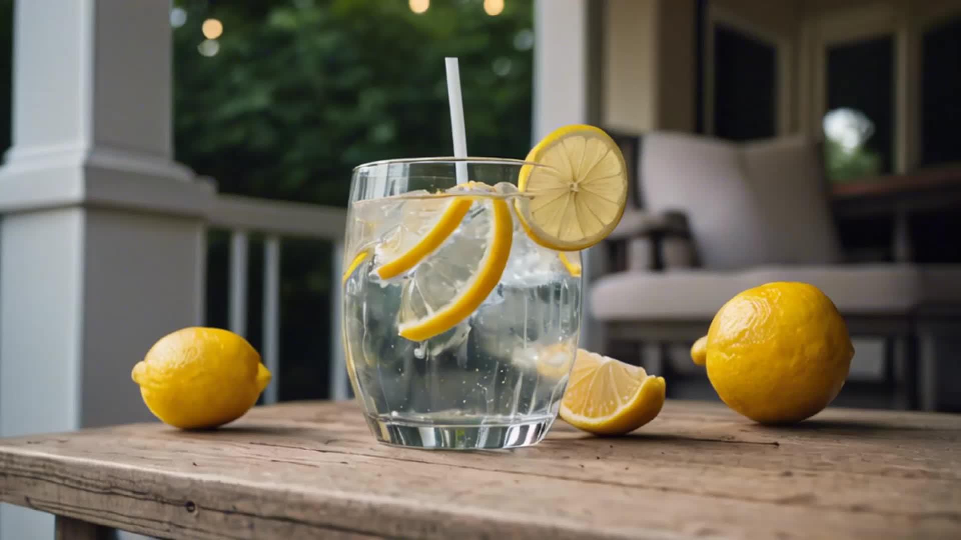 柠檬饮料在木桌上视频的预览图
