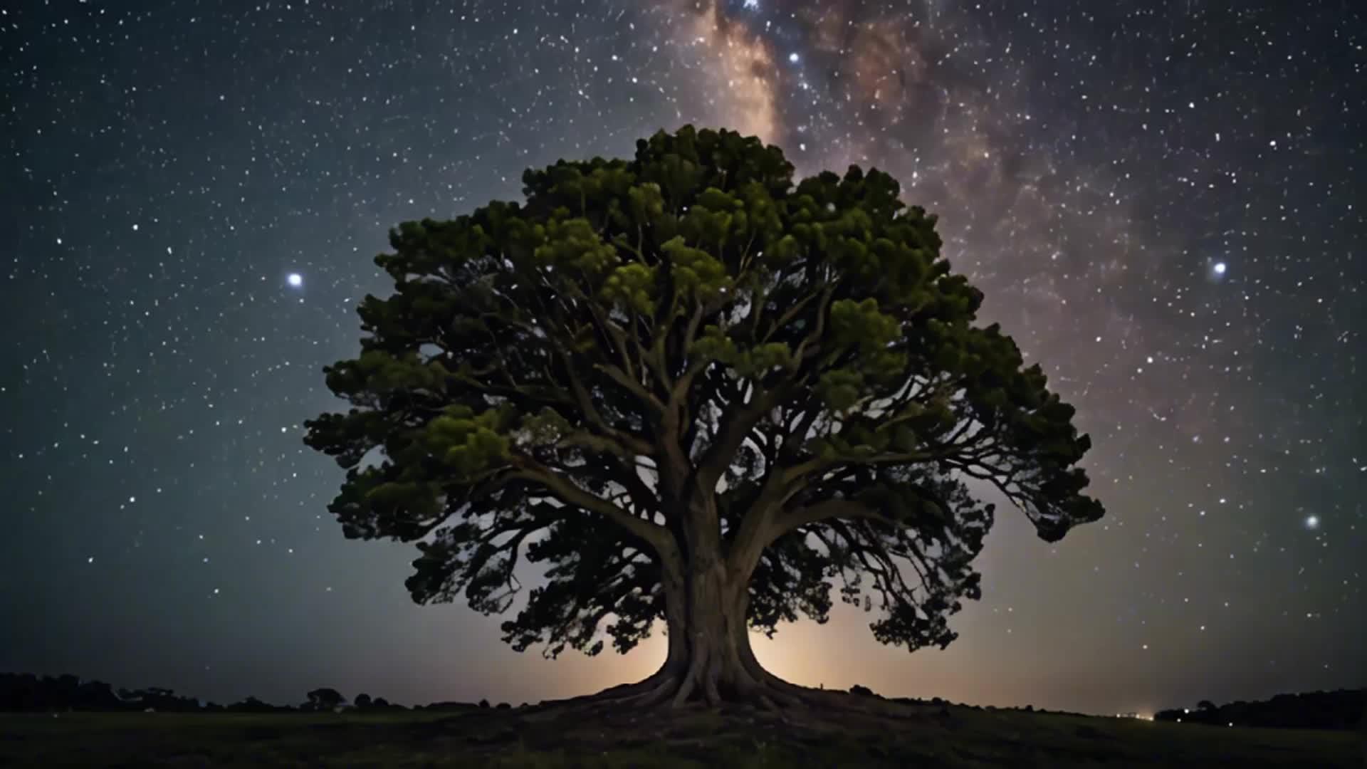 夜晚的星空大树视频的预览图