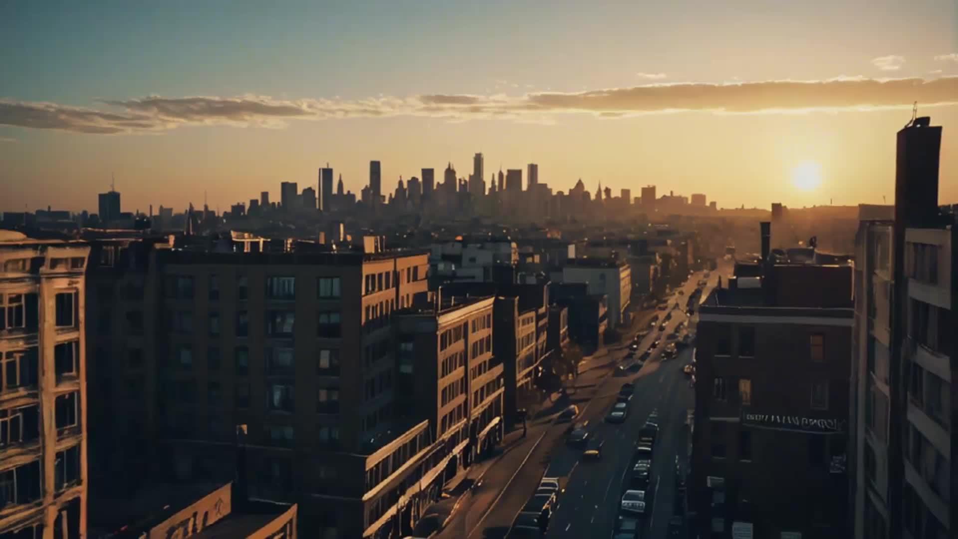 夕阳之下的城市视频的预览图
