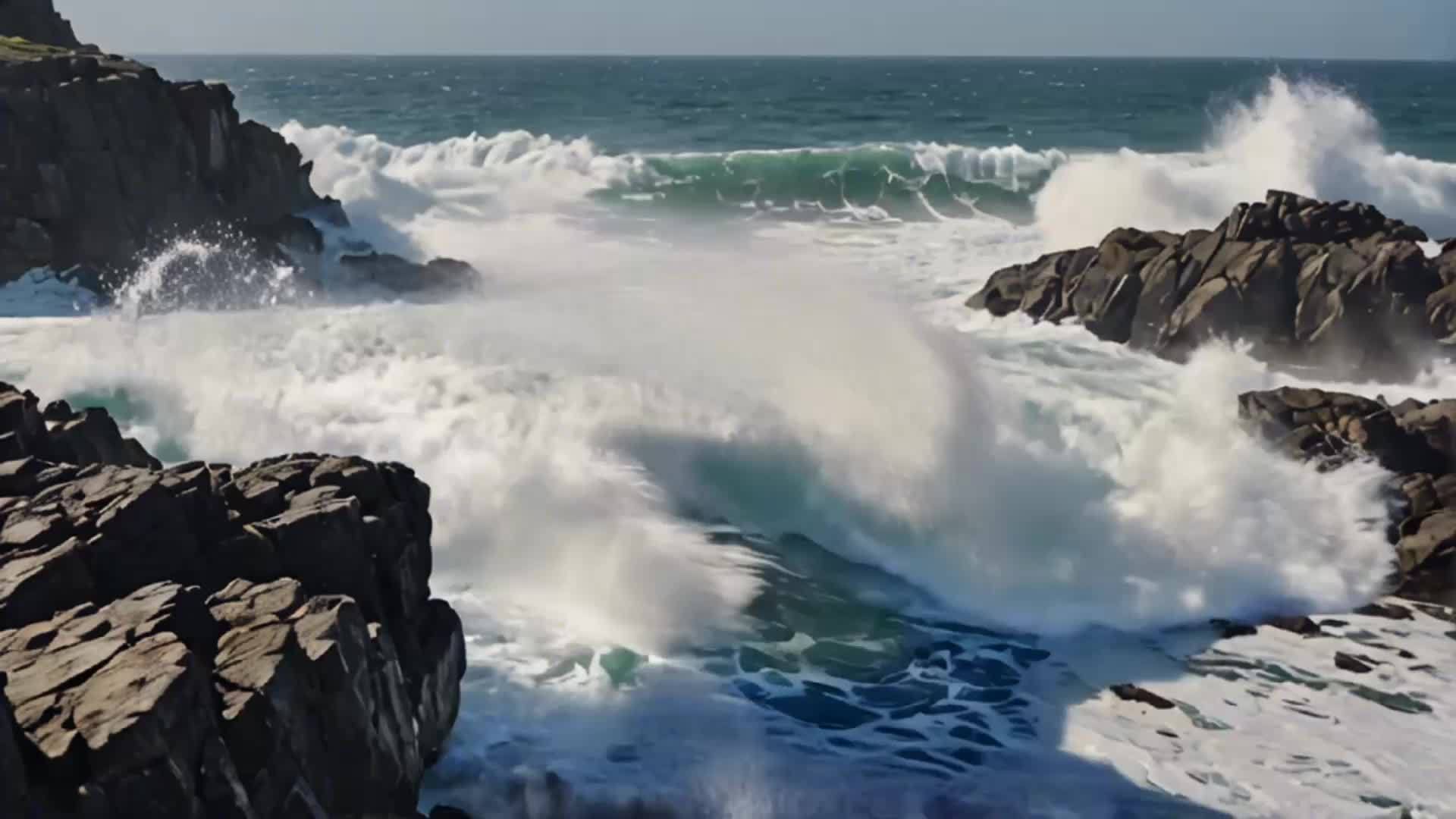岩石边缘的海浪视频的预览图