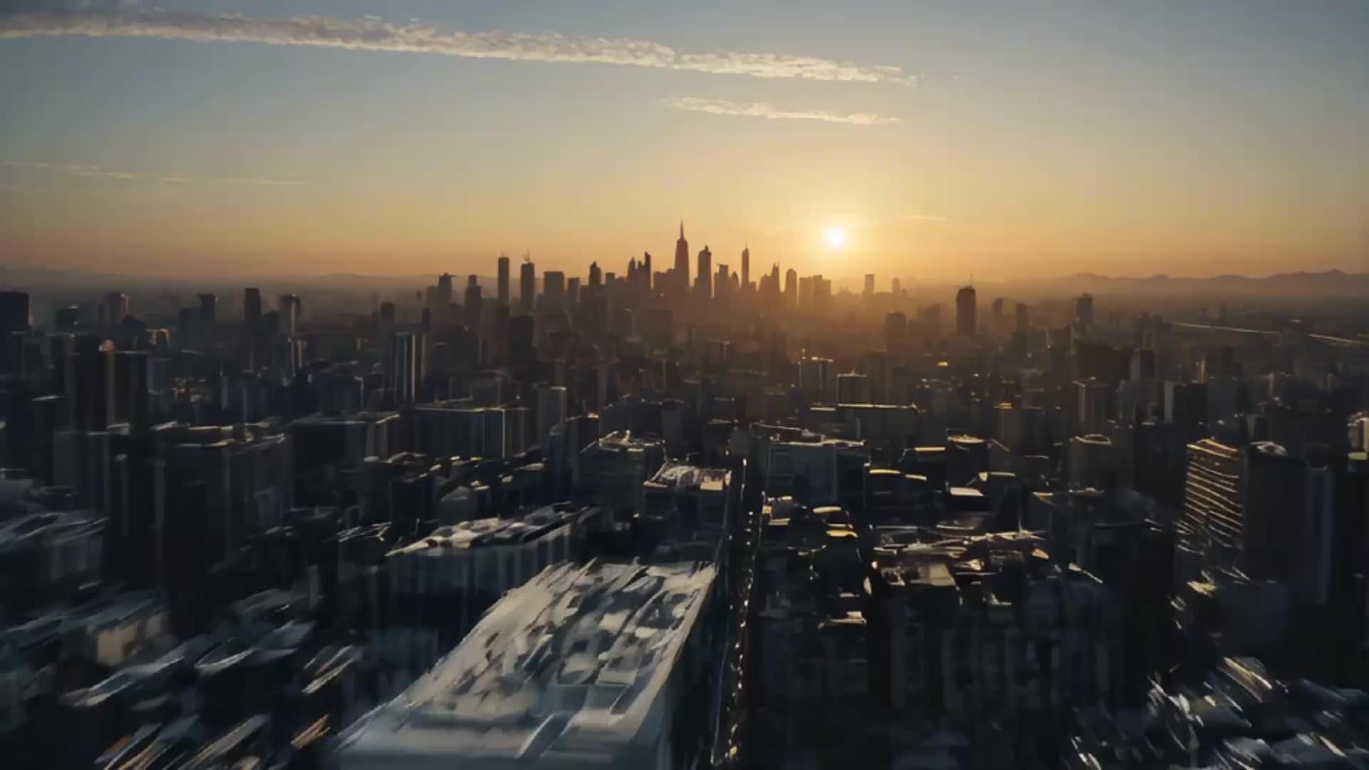 日落城市建筑群视频的预览图